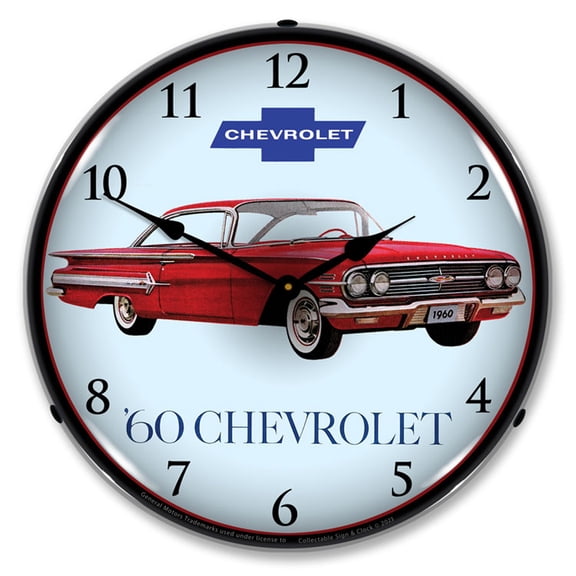 Collectable Sign and Clock 1960 Impala 2 LED Lighted Premium Wall Clock