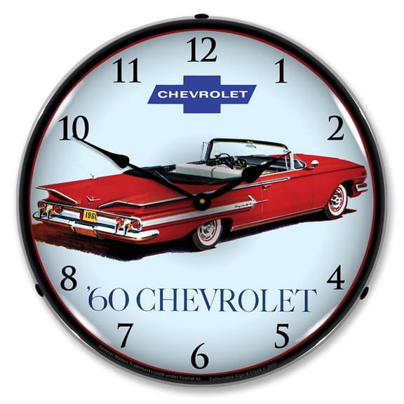 Collectable Sign and Clock 1960 Impala Convertible LED Lighted Premium Wall Clock