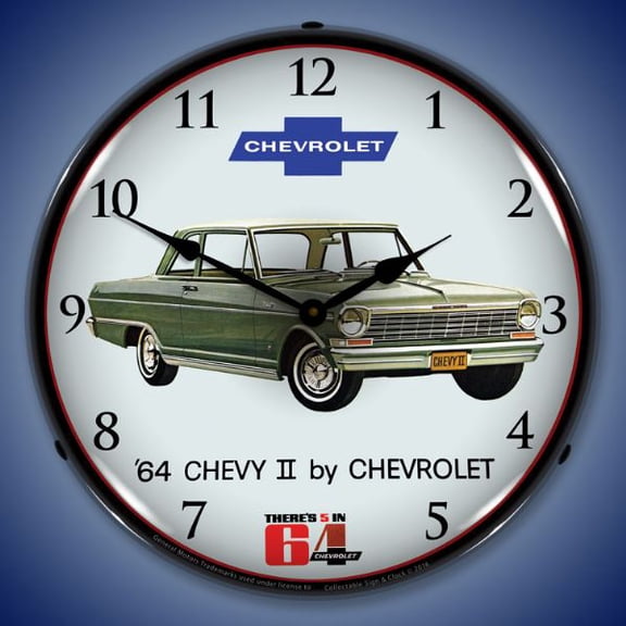 Collectable Sign and Clock 1964 Chevy II Nova LED Lighted Premium Wall Clock