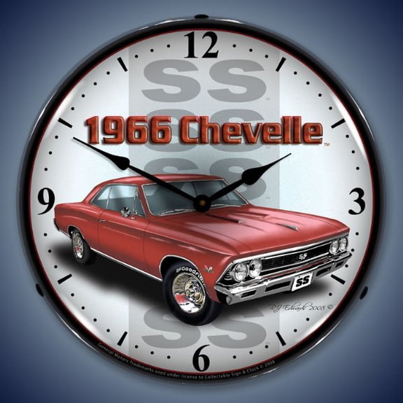 Collectable Sign and Clock 1966 SS Chevelle LED Lighted Premium Wall Clock