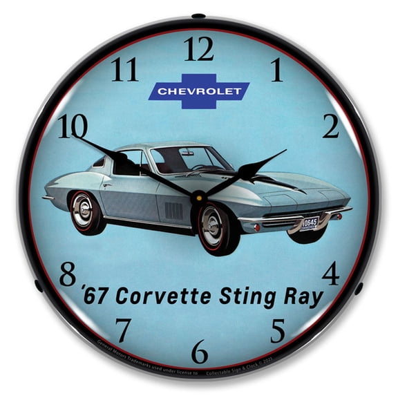 Collectable Sign and Clock 1967 Corvette LED Lighted Premium Wall Clock