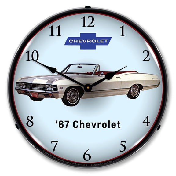 Collectable Sign and Clock 1967 Impala Convertible LED Lighted Premium Wall Clock