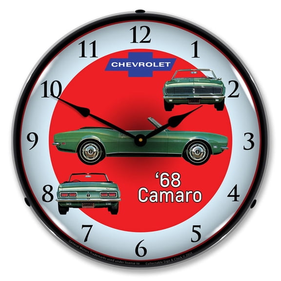 Collectable Sign and Clock 1968 RS Camaro LED Lighted Premium Wall Clock