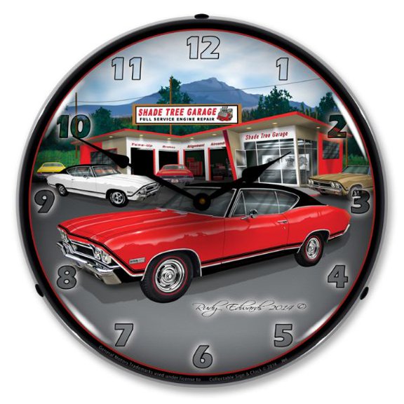 Collectable Sign and Clock 1968 SS Chevelle LED Lighted Premium Wall Clock