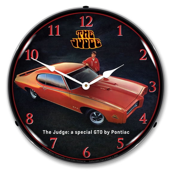 Collectable Sign and Clock 1969 GTO Judge LED Lighted Premium Wall Clock