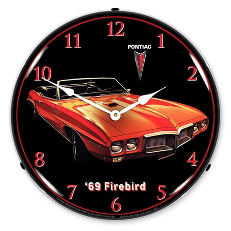 Collectable Sign and Clock 1969 Pontiac Firebird LED Lighted Premium Wall Clock