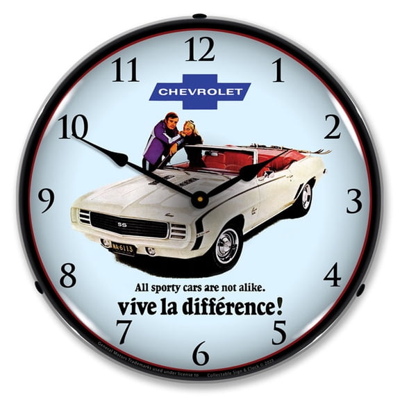 Collectable Sign and Clock 1969 RS SS Camaro Convertible LED Lighted Premium Wall Clock