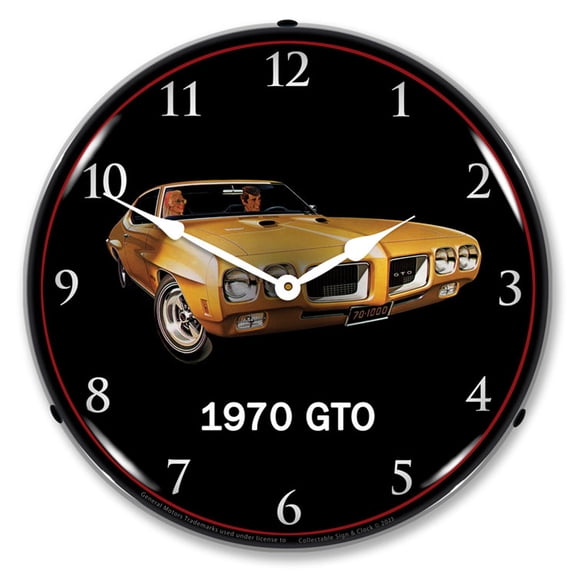 Collectable Sign and Clock 1970 Pontiac GTO LED Lighted Premium Wall Clock