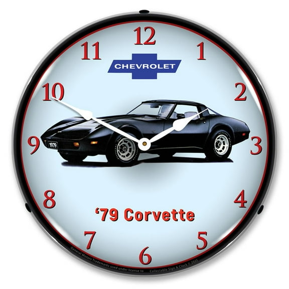 Collectable Sign and Clock 1979 Corvette LED Lighted Premium Wall Clock
