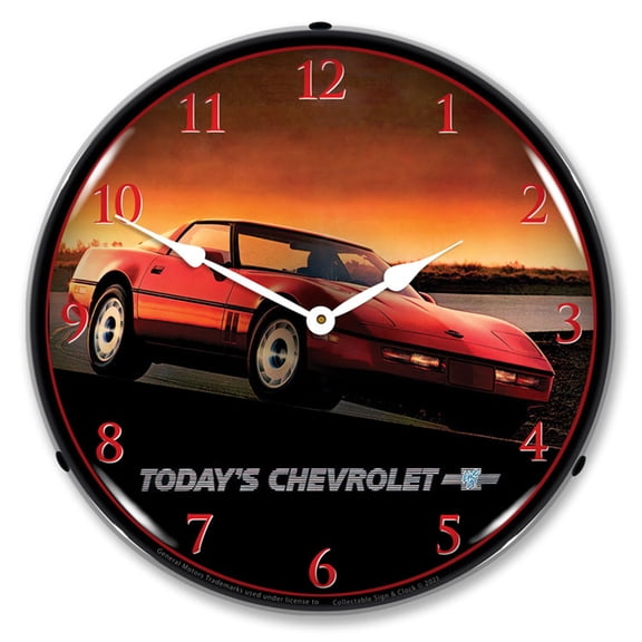Collectable Sign and Clock 1985 Corvette LED Lighted Premium Wall Clock