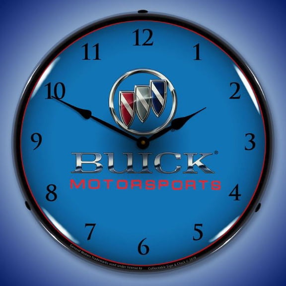 Collectable Sign and Clock Buick Motorsports LED Lighted Premium Wall Clock