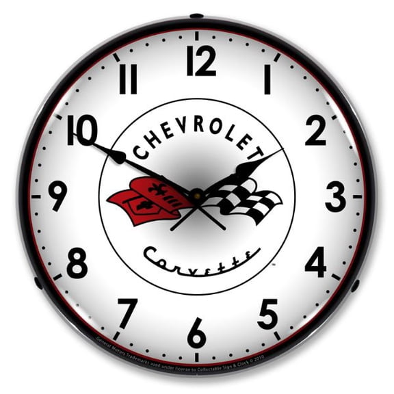Collectable Sign and Clock C1 Corvette LED Lighted Premium Wall Clock