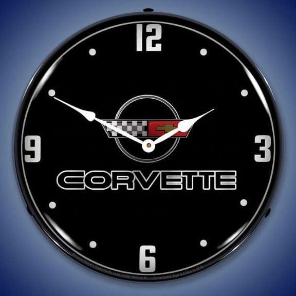 Collectable Sign and Clock C4 Corvette Black Tie LED Lighted Premium Wall Clock