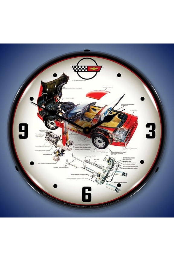 C4 Corvette Tech LED Lighted Premium Wall Clock