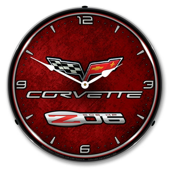Collectable Sign and Clock C6 Corvette Z06 LED Lighted Premium Wall Clock