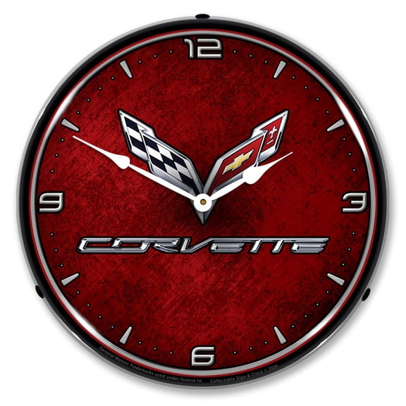 Collectable Sign and Clock C7 Corvette LED Lighted Premium Wall Clock