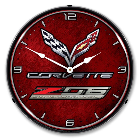 Collectable Sign and Clock C7 Corvette Z06 LED Lighted Premium Wall Clock