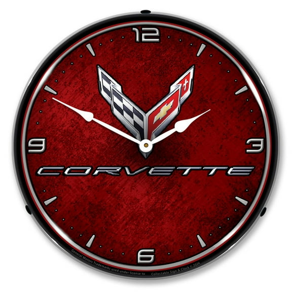 Collectable Sign and Clock C8 Corvette LED Lighted Premium Wall Clock