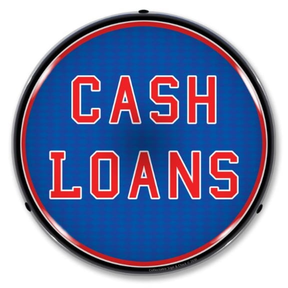 Collectable Sign and Clock Cash Loans LED Lighted Premium Sign