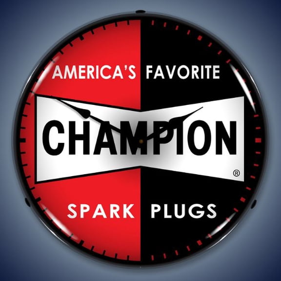 Collectable Sign and Clock Champion Spark Plug LED Lighted Premium Wall Clock