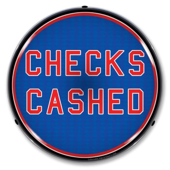 Collectable Sign and Clock Checks Cashed LED Lighted Premium Sign