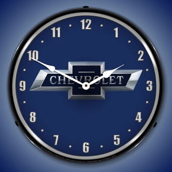 Collectable Sign and Clock Chevrolet Bowtie 100th Anniversary LED Lighted Premium Wall Clock