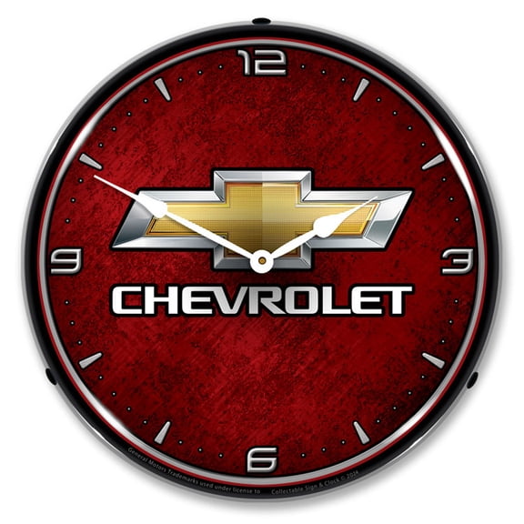 Collectable Sign and Clock Chevrolet Bowtie LED Lighted Premium Wall Clock
