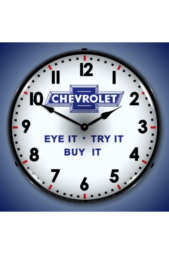 Chevrolet Eye It Try It Buy It LED Lighted Premium Wall Clock