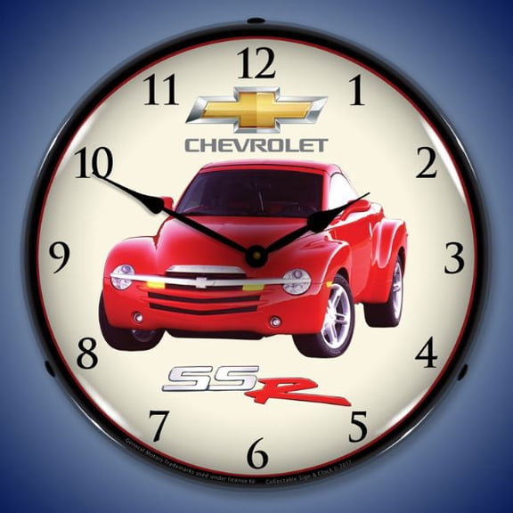 Collectable Sign and Clock Chevrolet SSR LED Lighted Premium Wall Clock