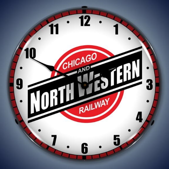 Collectable Sign and Clock Chicago North Western Railroad LED Lighted Premium Wall Clock