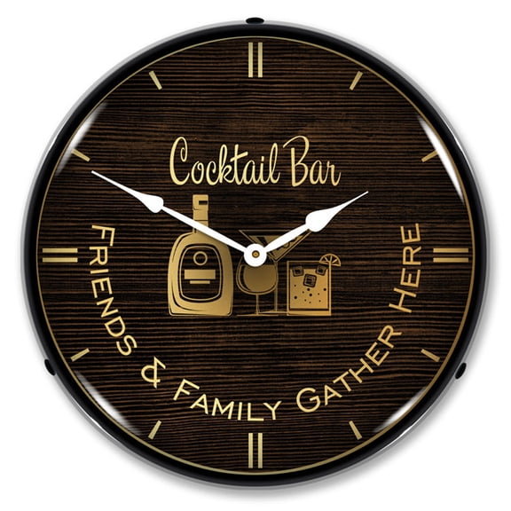 Collectable Sign and Clock Cocktail Bar LED Lighted Premium Wall Clock