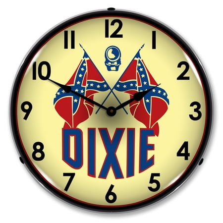 Collectable Sign and Clock Dixie Gas LED Lighted Premium Wall Clock