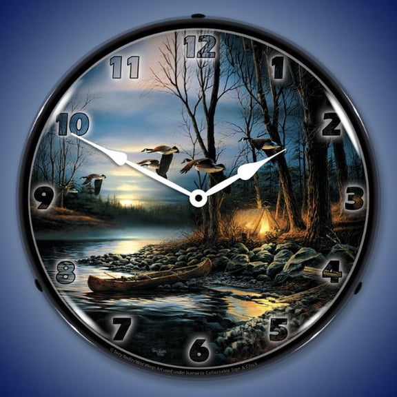 Collectable Sign and Clock Evening Glow LED Lighted Premium Wall Clock