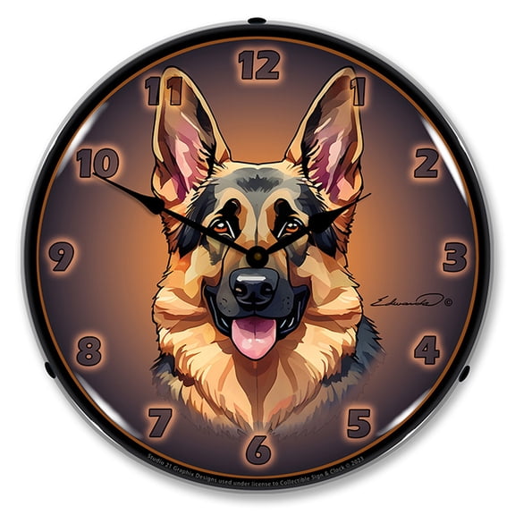 Collectable Sign and Clock German Shepherd  LED Lighted Premium Wall Clock