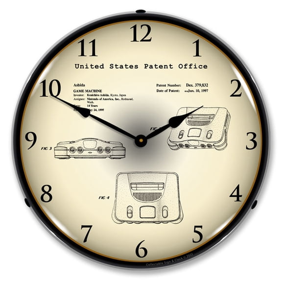 Collectable Sign and Clock Nintendo 64 Game 1995 Patent LED Lighted Premium Wall Clock