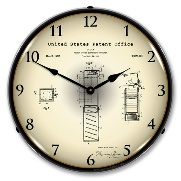Collectable Sign and Clock Pez Candy Dispenser 1952 Patent LED Lighted Premium Wall Clock