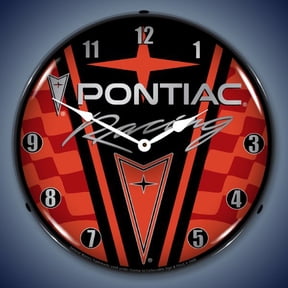 Collectable Sign and Clock Pontiac Racing LED Lighted Premium Wall Clock