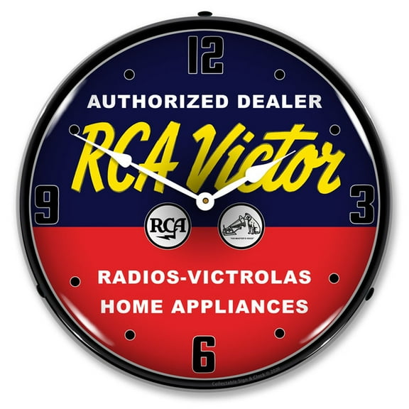 Collectable Sign and Clock RCA Victor Authorized Dealer LED Lighted Premium Wall Clock