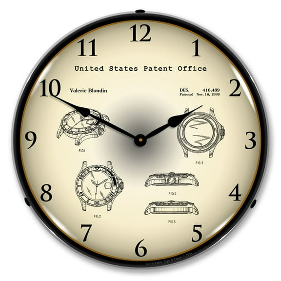 Collectable Sign and Clock Rolex Diving Watch 1999 Patent  LED Lighted Premium Wall Clock