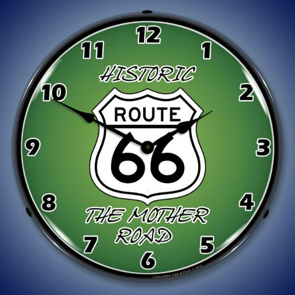 Collectable Sign and Clock Route 66 The Mother Road LED Lighted Premium Wall Clock