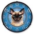 thumbnail image 1 of Collectable Sign and Clock Siamese Cat LED Lighted Premium Wall Clock, 1 of 6