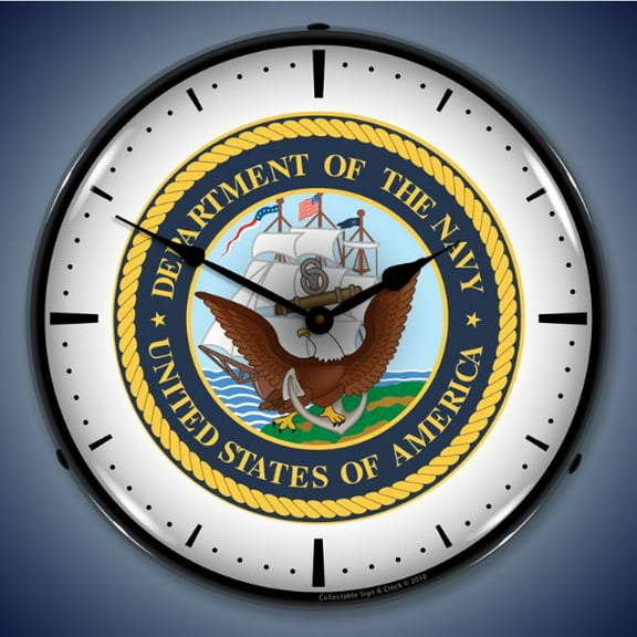Collectable Sign and Clock US Navy LED Lighted Premium Wall Clock