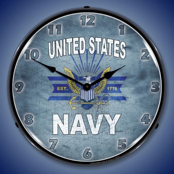 Collectable Sign and Clock United States Navy LED Lighted Premium Wall Clock