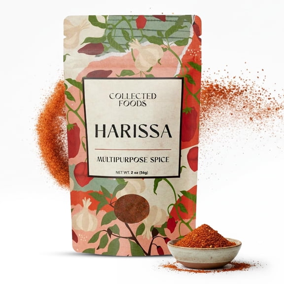 Collected Foods Premium Moroccan Harissa Seasoning Blend |Gluten Free Spices and Seasonings with Paprika| Salt & Dehydrated Onion, Hand-Crafted Small Batch Harissa Powder, 2 oz Cooking Spices and Se