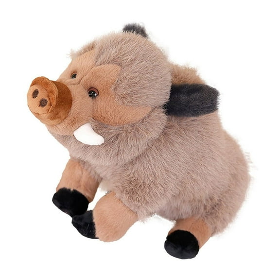 Collectible Animal Figure Realistic Wild Boar Plush Toy, Soft Stuffed Animal with Detailed Tusks, Light Brown Fluffy Decor for Nature-Themed Collections Hypoallergenic Plush