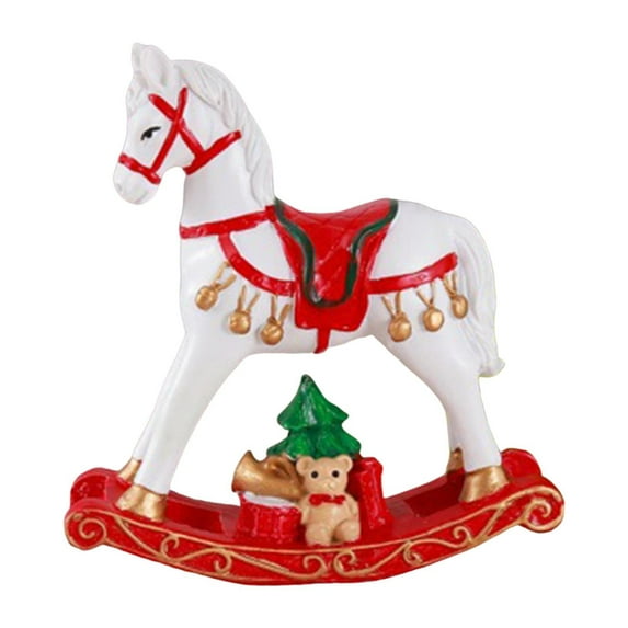 Collectible Animal Sculpture Miniature Figurine Rocking Horse Resin Material Christmas Desk Ornament for Office Gift