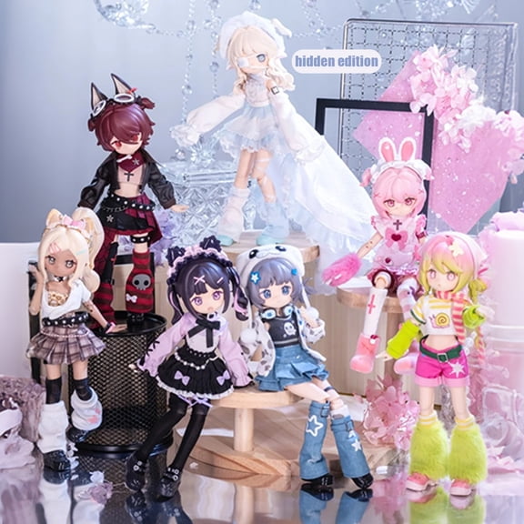 Collectible Anime Blind Box, Blind Box Figures, 1/12 Scale Figure, Kawaii Blind Box, 4X3.5X9 in Random Single New Mystery Figure for Desktop Display, Gifting Or Personal