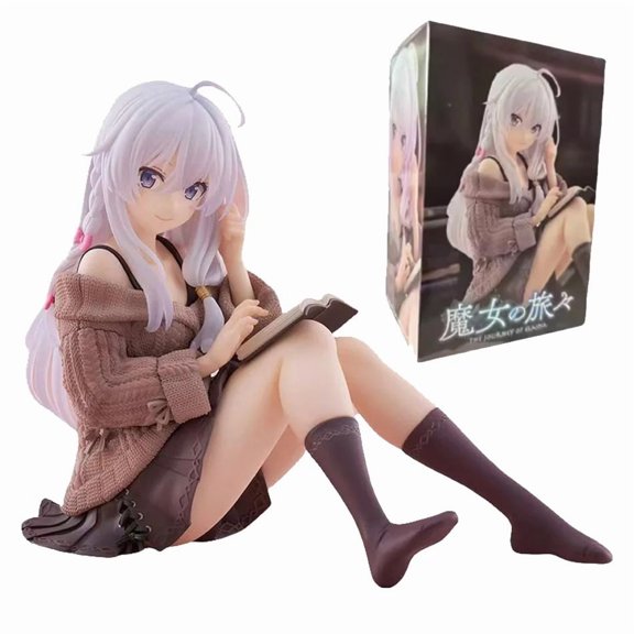 Collectible Anime Relaxed Sitting Figure, PVC Material, Silver Hair, 10CM Cozy Reading Pose, Desktop Display & Gift.