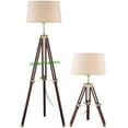 thumbnail image 1 of Collectible Brass Tripod Shade Lamp Set Of Two Floor & Table Lamp, 1 of 1