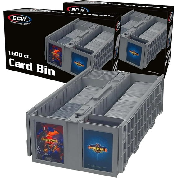 Collectible Card Storage Box – 2-Pack, Gray, Holds Up to 1600 Cards, Dustproof and Stackable Plastic Organizer